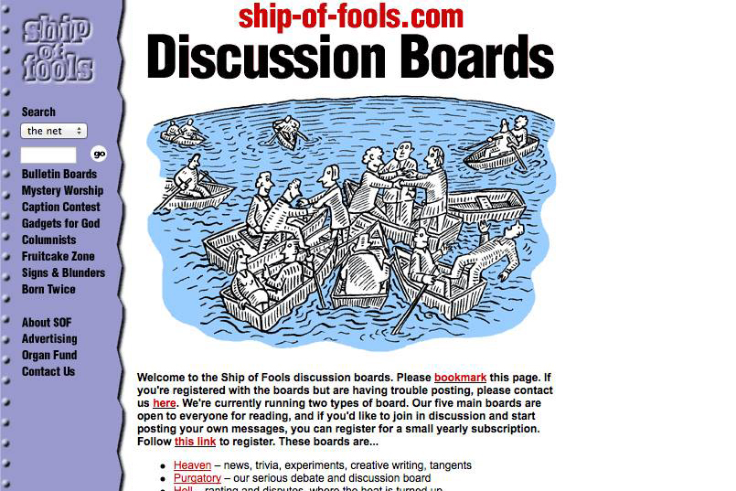 Ship of Fools bulletin boards in 2000