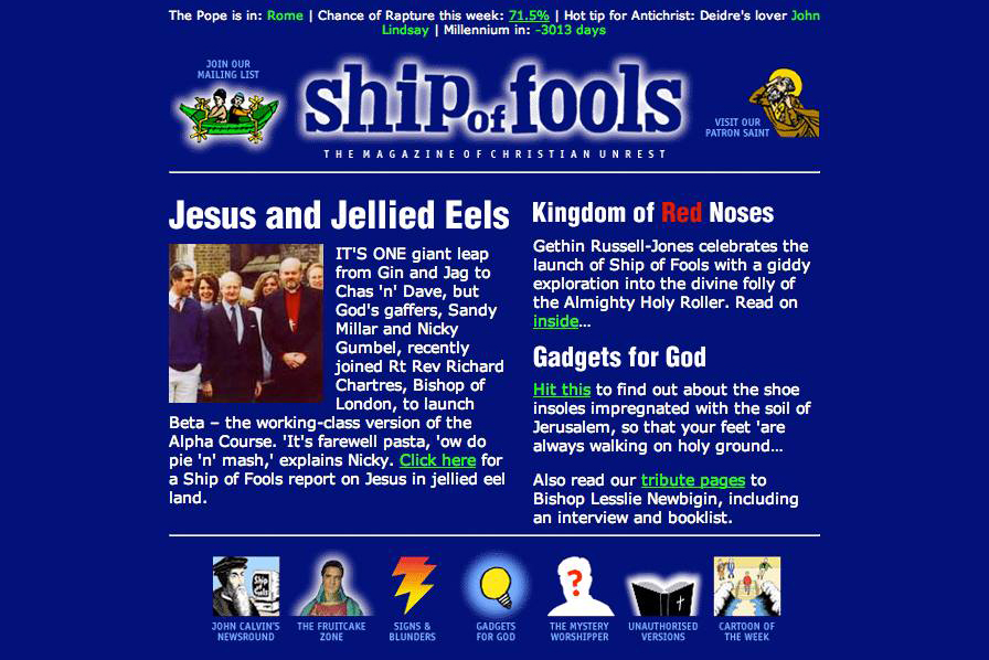 Ship of Fools website at launch, 1998