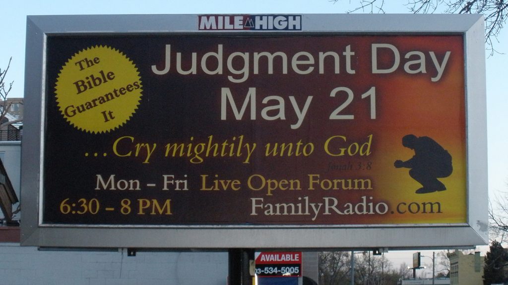 Advertising sign for judgment day on 21 May 2011