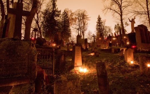 All Saints' Day in a cemetery