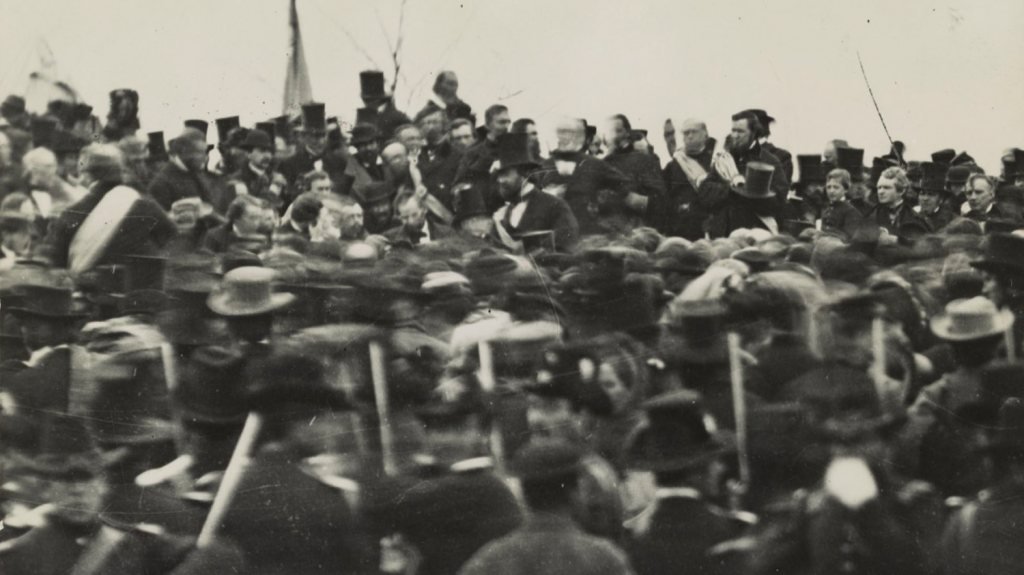 Abraham Lincoln about to deliver the Gettysburg Address