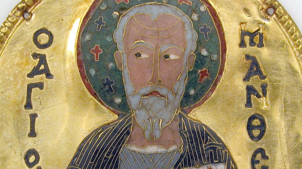 St Matthew in a Byzantine gold medallion